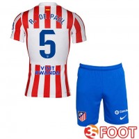 Maillot De Foot Atletico Madrid (R. De PAUL 5) Enfant Domicile Rouge 2025/2026