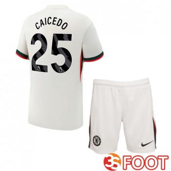 Maillot De Foot FC Chelsea (Caicedo 25) Enfant Exterieur Blanc 2025/2026