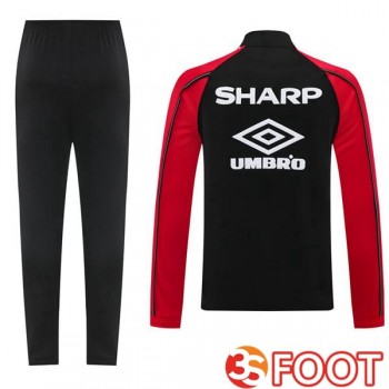Ensemble Veste Survetement De Foot Manchester United Noir Rouge 2025/2026