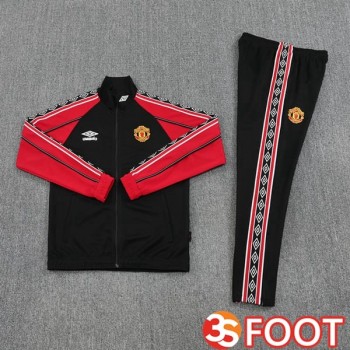 Ensemble Veste Survetement De Foot Manchester United Noir Rouge 2025/2026
