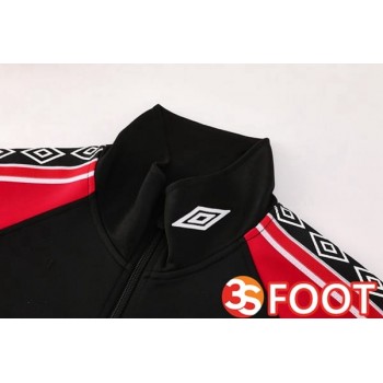 Ensemble Veste Survetement De Foot Manchester United Noir Rouge 2025/2026