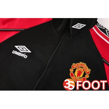 Ensemble Veste Survetement De Foot Manchester United Noir Rouge 2025/2026