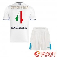Maillot De Foot SSC Naples Campioni D'Italia Enfant Exterieur Blanc 2024/2025 Maillot De Foot SSC Naples Campioni D'Italia Enfant Exterieur Blanc 2024/2025