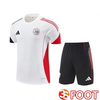 Ensemble Training T-Shirts Ajax Enfant Blanc Noir Rouge 2025 2026