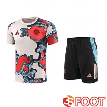 Ensemble Training T-Shirts Bayern Munich Enfant Beige Rouge Bleu 2025 2026
