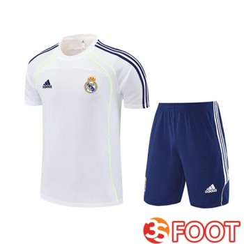 Ensemble Training T-Shirts Real Madrid Enfant Blanc Bleu 2025 2026