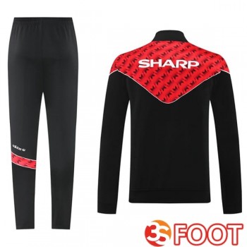 Ensemble Survetement De Foot - Veste Manchester United Rouge Noir 2025/2026