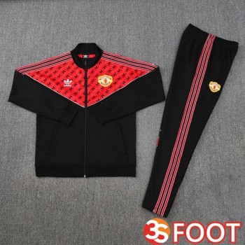 Ensemble Survetement De Foot - Veste Manchester United Rouge Noir 2025/2026
