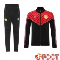 Ensemble Survetement De Foot - Veste Manchester United Rouge Noir 2025/2026