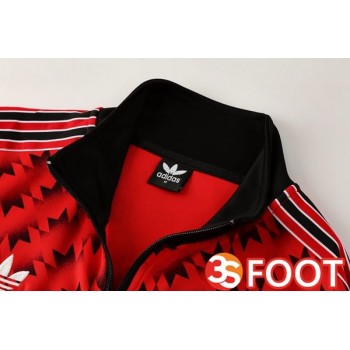 Ensemble Survetement De Foot - Veste Manchester United Rouge Noir 2025/2026