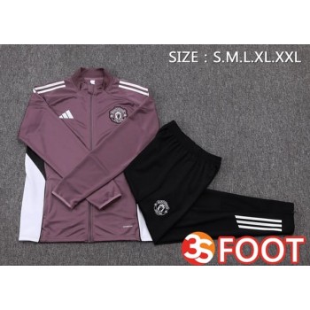 Ensemble Survetement De Foot - Veste Manchester United Pourpre 2025/2026