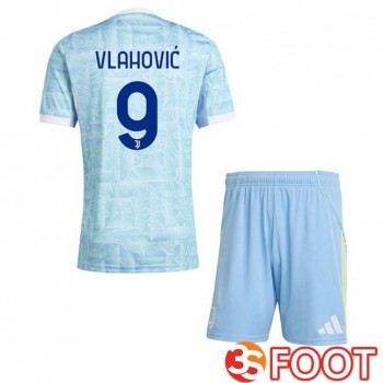 Maillot De Foot Juventus (VLAHOVIĆ 9) Enfant Exterieur Bleu Blanc 2025/2026