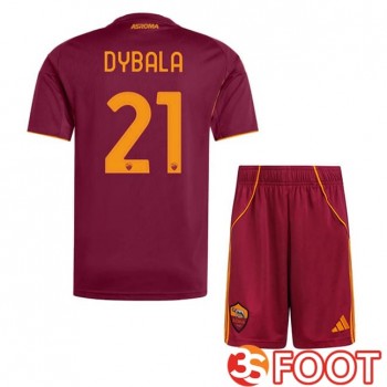 Maillot De Foot AS Roma (DYBALA 21) Enfant Domicile Rouge 2025/2026
