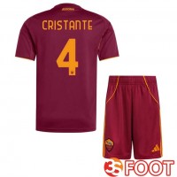 Maillot De Foot AS Roma (CRISTANTE 4) Enfant Domicile Rouge 2025/2026