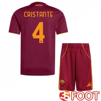 Maillot De Foot AS Roma (CRISTANTE 4) Enfant Domicile Rouge 2025/2026