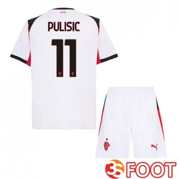 Maillot De Foot AC Milan (Pulisic 11) Enfant Exterieur Blanc 2025/2026