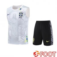 Ensemble Training Debardeur Brésil Enfant Blanc Gris 2025 2026