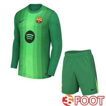 Maillot De Foot FC Barcelone Enfant Gardien De but Manche Longue Vert 2025/2026