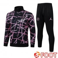 Ensemble Survetement De Foot - Veste Jordan Paris PSG Noir Rose 2025/2026