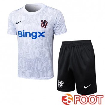 Ensemble Training T-Shirts FC Chelsea + Shorts Blanc 2025/2026