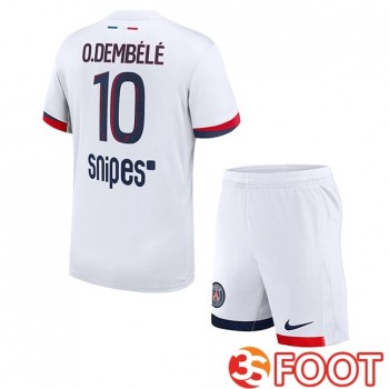 Maillot De Foot Paris PSG (O. Dembélé 10) Enfant Exterieur Blanc 2025/2026