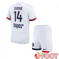 Maillot De Foot Paris PSG (D. Doué 14) Enfant Exterieur Blanc 2025/2026