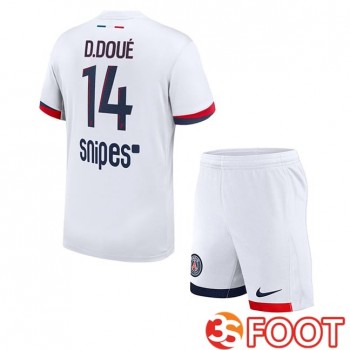 Maillot De Foot Paris PSG (D. Doué 14) Enfant Exterieur Blanc 2025/2026