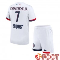 Maillot De Foot Paris PSG (Kvaratskhelia 7) Enfant Exterieur Blanc 2025/2026