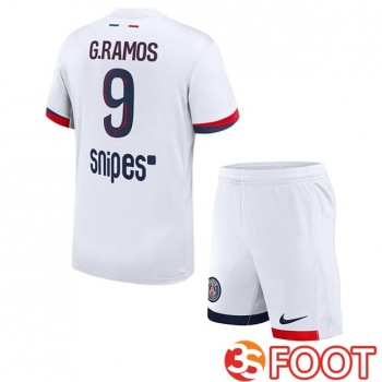 Maillot De Foot Paris PSG (G. Ramos 9) Enfant Exterieur Blanc 2025/2026