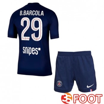 Maillot De Foot Paris PSG (B.Barcola 29) Enfant Domicile Bleu Royal 2025/2026
