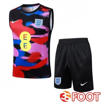 Gilet Foot Angleterre + Shorts Rouge Noir Bleu 2025/2026