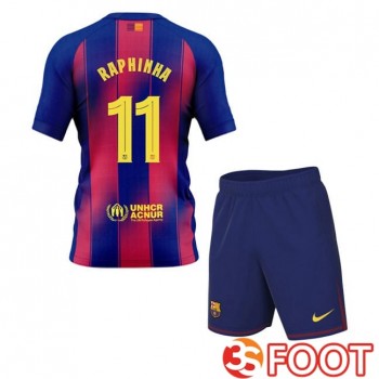Maillot De Foot FC Barcelone (RAPHINHA 11) Enfant Domicile Bleu Rouge 2025/2026