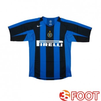 Maillot De Foot Inter Milan Retro Domicile Manche Longue Noir Bleu 2004-2005