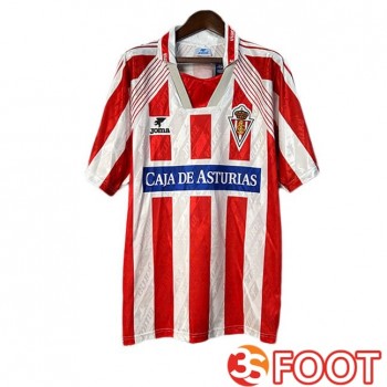 Maillot De Foot Sporting Gijon Retro Domicile Blanc Rouge 1994-1995