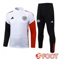 Ensemble Survetement De Foot AFC Ajax Blanc Noir Rouge 2025/2026
