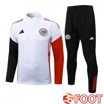 Ensemble Survetement De Foot AFC Ajax Blanc Noir Rouge 2025/2026
