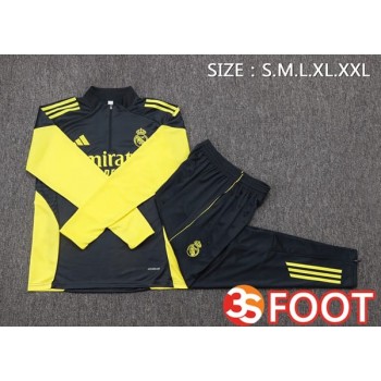 Ensemble Survetement De Foot Real Madrid Gris Jaune 2025/2026