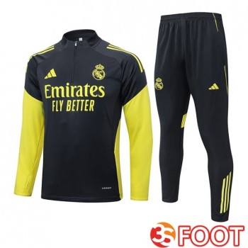 Ensemble Survetement De Foot Real Madrid Gris Jaune 2025/2026
