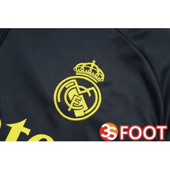Ensemble Survetement De Foot Real Madrid Gris Jaune 2025/2026
