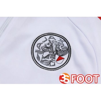 Ensemble Veste Survetement De Foot AFC Ajax Blanc 2025/2026