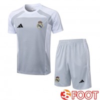 Ensemble Training T-Shirts Real Madrid + Shorts Blanc Gris 2025/2026