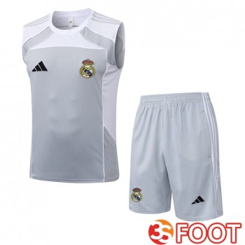 Gilet Foot Real Madrid + Shorts Blanc Gris 2025/2026