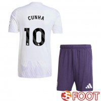 Maillot De Foot Manchester United (CUNHA 10) Enfant Exterieur Blanc 2025/2026