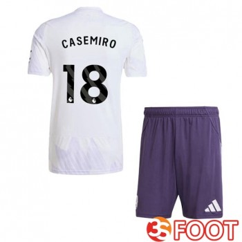 Maillot De Foot Manchester United (CASEMIRO 18) Enfant Exterieur Blanc 2025/2026