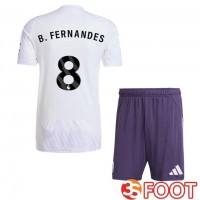 Maillot De Foot Manchester United (B. FERNANDES 8) Enfant Exterieur Blanc 2025/2026