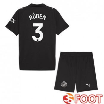 Maillot De Foot Manchester City (Ruben Dias 3) Enfant Exterieur Noir 2025/2026