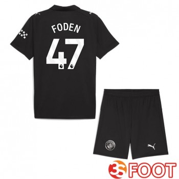 Maillot De Foot Manchester City (Phil Foden 47) Enfant Exterieur Noir 2025/2026