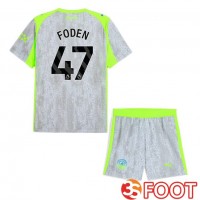 Maillot De Foot Manchester City (Phil Foden 47) Enfant Third Gris Vert 2025/2026