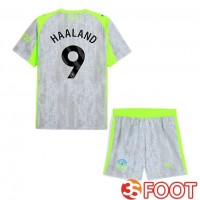 Maillot De Foot Manchester City (Erling Haaland 9) Enfant Third Gris Vert 2025/2026
