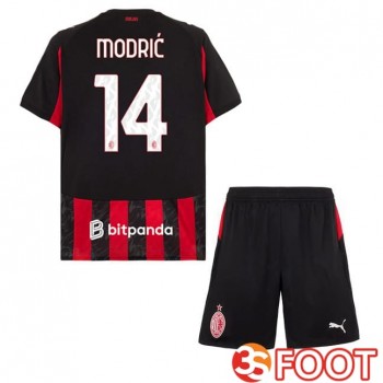 Maillot De Foot AC Milan (Modrić 14) Enfant Domicile Rouge Noir 2025/2026